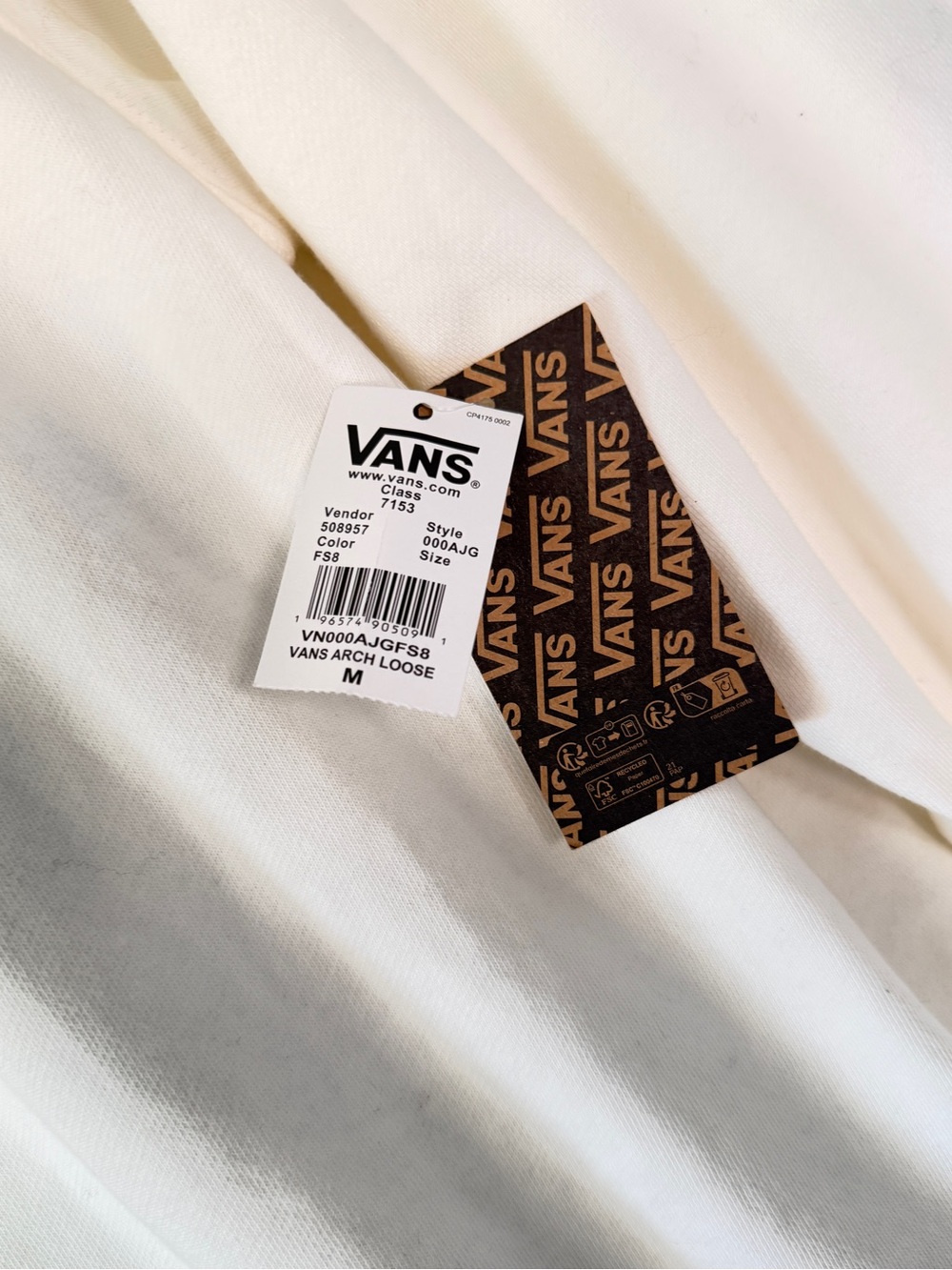 NWT Vans Arch Loose Crew Sweatshirt Marshmallow Cream Men’s Medium Skate - Picture 8 of 11